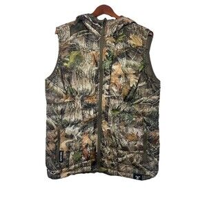 True Timber Men's Medium Sleeveless Camo Hoodie Puffer Vest Full Zip